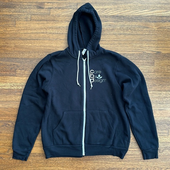 Black Unisex Cotton Logo Full Zip Hoodie - Picture 1 of 4